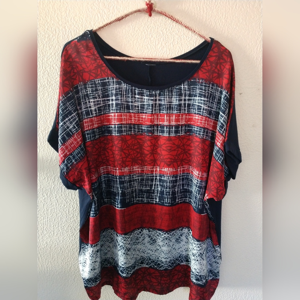 Patterned Dropped Shoulder Blouse